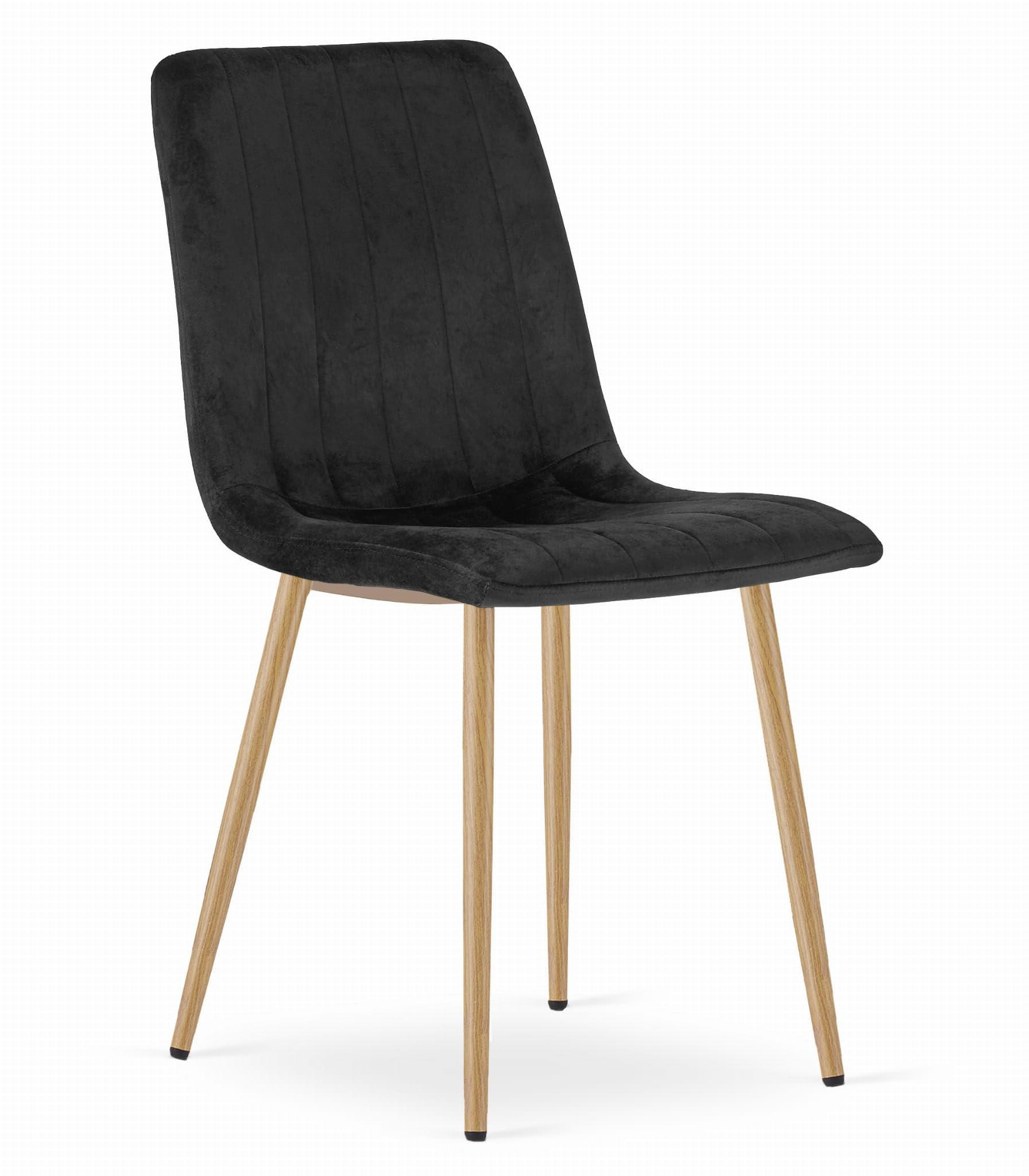 ESSZIMMERSTUHL Beige Velours, gepolsterte Sitzfläche, Metallfüße in Holzoptik, Modernes Design - Schwarz, Textil (46/89/40cm) - Best For Home