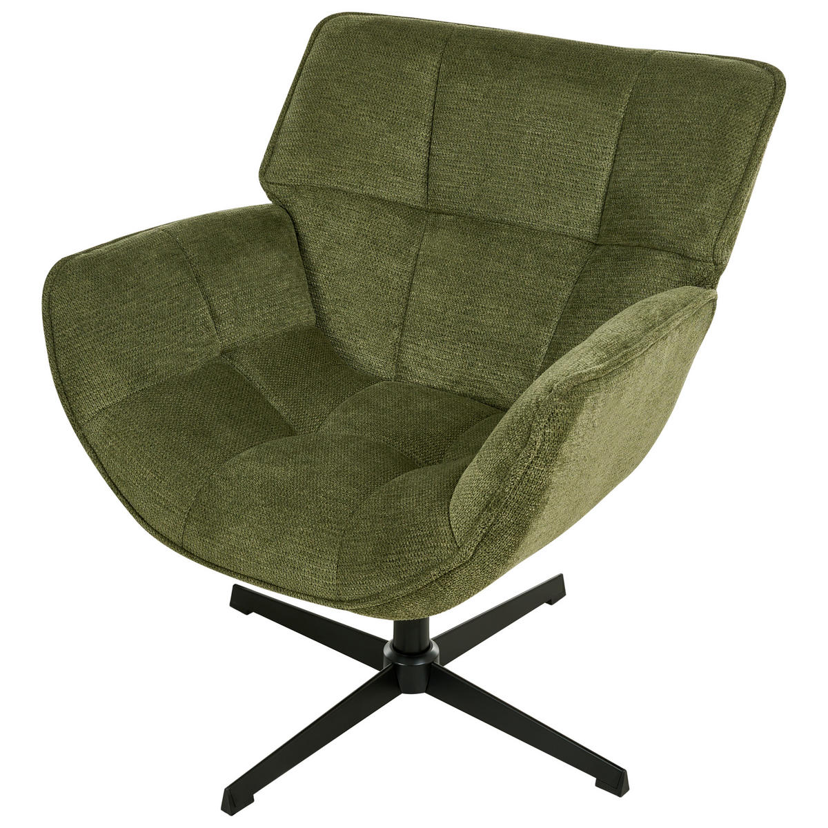 DREHSESSEL Stoff Grün Auma - Schwarz/Grün, Textil/Metall (71/85/78cm) - Beliani
