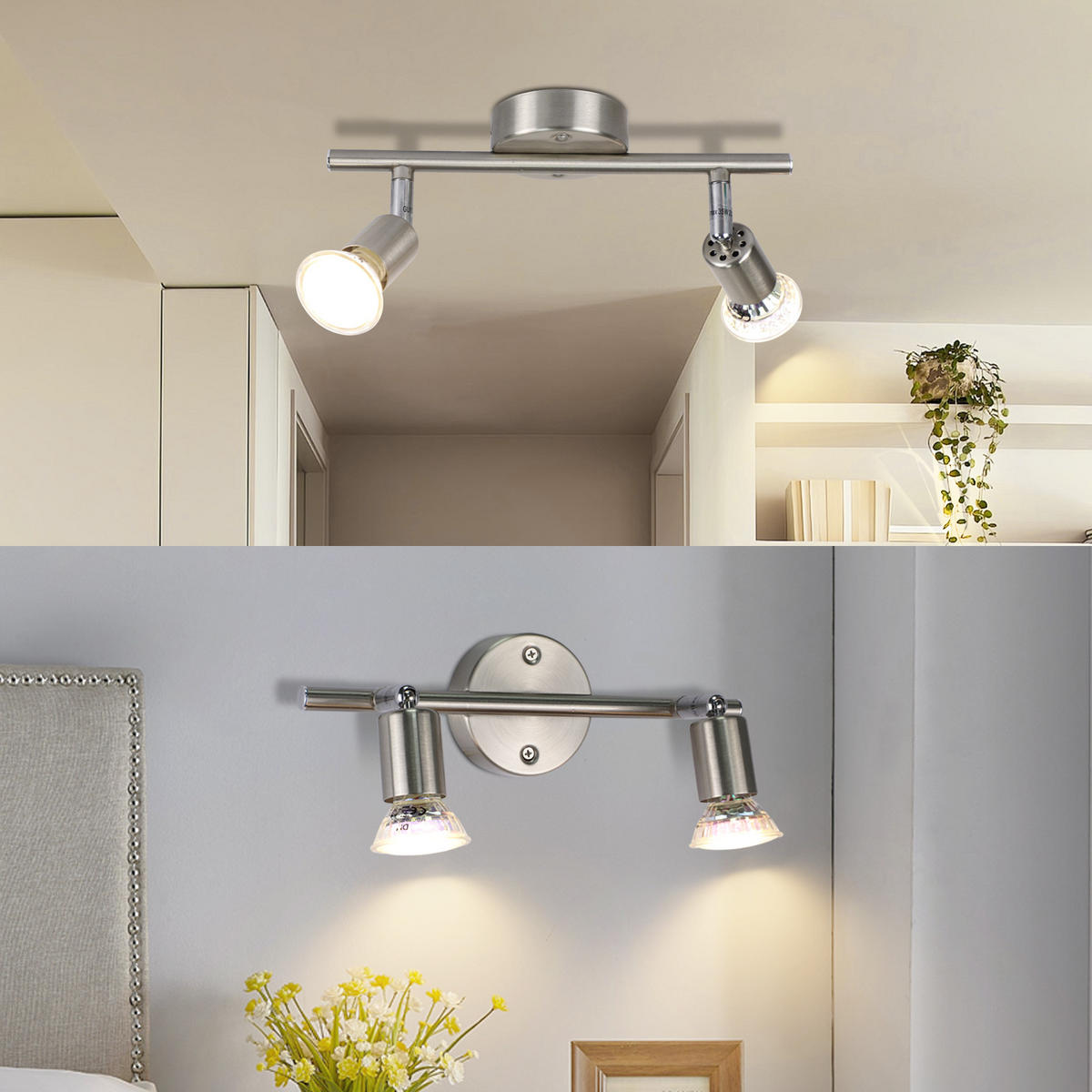 DECKENSTRAHLER Luminelle 15/8/26 cm - Silberfarben, Metall (26/15/8cm) - ZMH