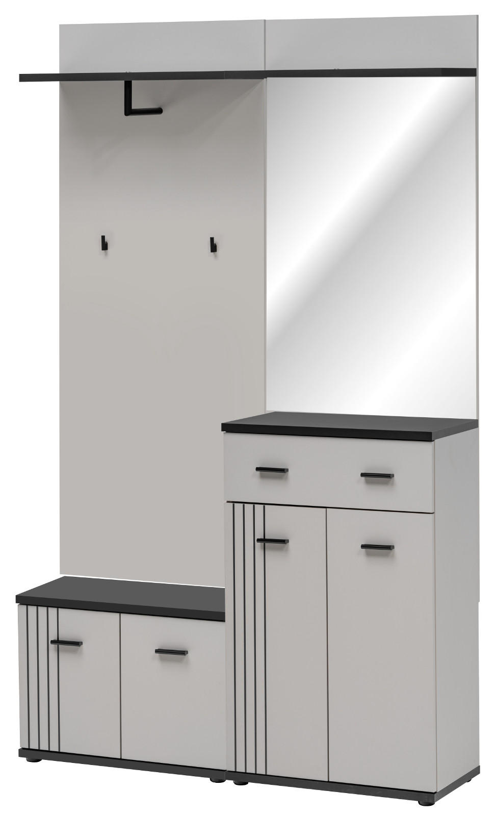 Inn.Furn Garderoben-Set Kaschmir, Schwarz 120x20x32 cm
