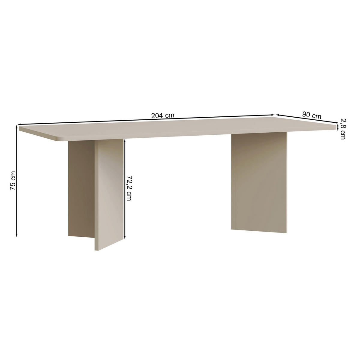 ESSTISCH Qubeo Holzoptik Esche Braun 204x90 cm - Dunkelbraun, Holzwerkstoff (90/204/75cm) - Selsey