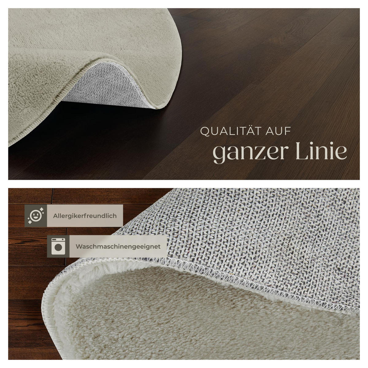 KURZFLORTEPPICH Soft Zone,rutschfeste Unterseite,Sand - Sandfarben, Kunststoff (120/120cm) - tectake