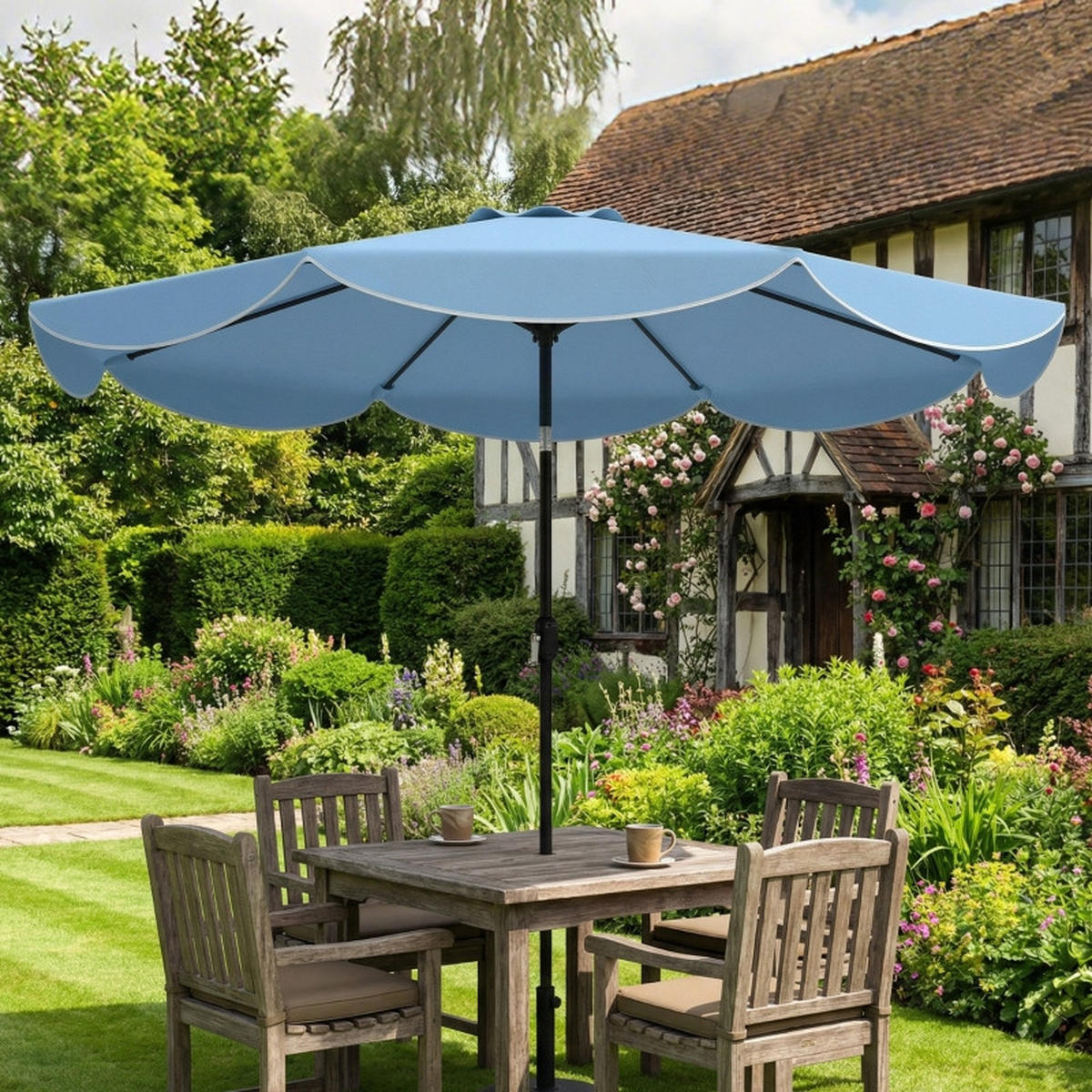 SONNENSCHIRM 265/265/235 cm Blau (Keine Basis) - Blau, Metall (265/265cm) - Oxeza