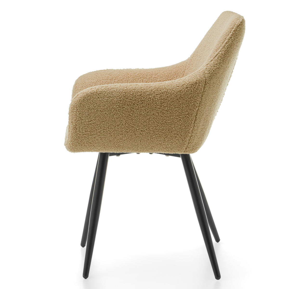 STUHL BOUCLE gepolsterter - beige - Boucle TEDDY - Beige/Schwarz, Metall (58/87/61cm) - NEW HOME