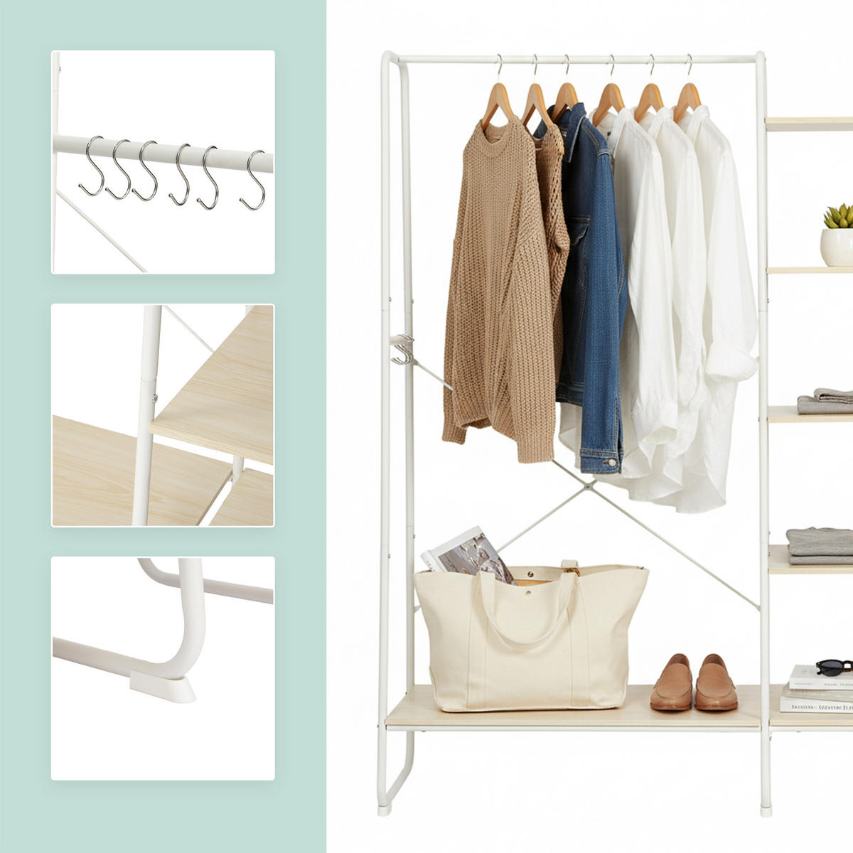 KLEIDERSTÄNDER - Multicolor, Holzwerkstoff/Metall (120/160/45cm) - Relaxdays