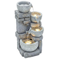 GARTENBRUNNEN DE-18872 4-stufige Kaskade mit LED Grau - Grau, Kunststoff (28/25/54.5cm) - ComfortXL