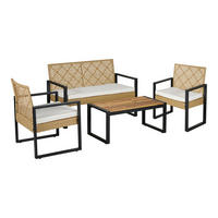 LOUNGE-SET 4 TLG. Calciano - Beige/Naturfarben, Kunststoff/Metall - casa.pro