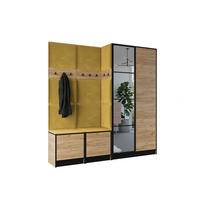 GARDEROBENSCHRANK EDEN 21 mit Spiegel - Eiche Craft Gold & Stoff Gelb - Honigeiche/Gelb, Holzwerkstoff (211/205/39cm) - Kier Furniture