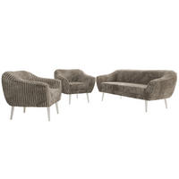 SEDACÍ SOUPRAVA 3+1+1 PIRS - Světle hnědá Manšestr - Bílé nohy - bílá/světle hnědá, kompozitní dřevo/textil (180/75/74cm) - MKS