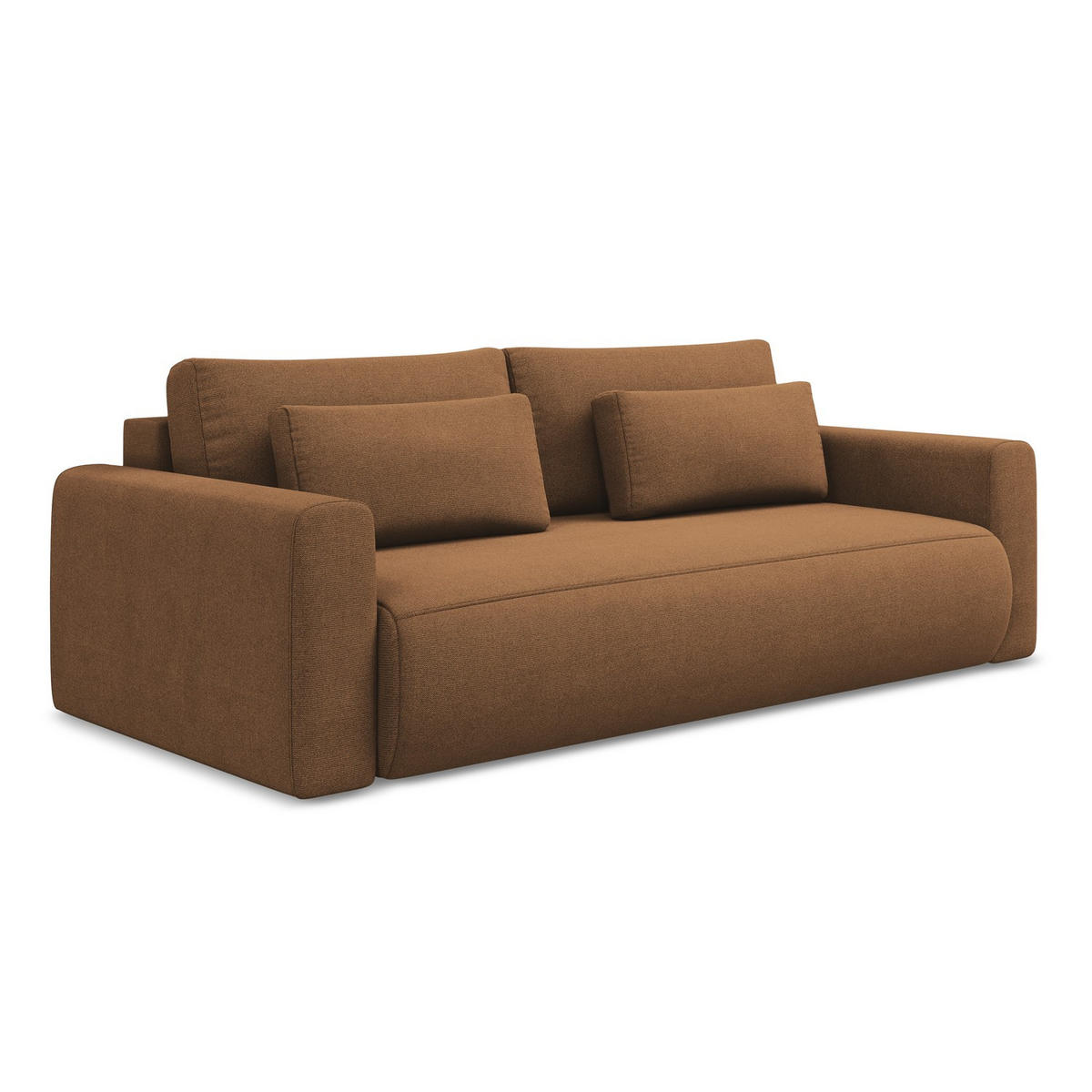 3-SITZER SOFA mit Schlaffunktion Strukturstoff Stoff Orange - Terracotta/Schwarz, Kunststoff/Textil (238/82/105cm) - LaMiaSofa