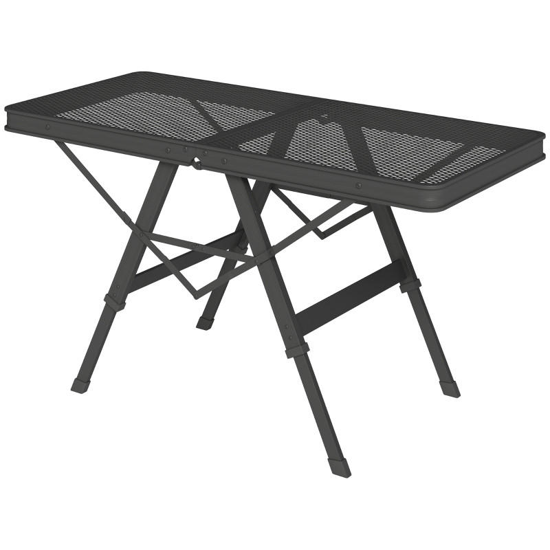 GARTENTISCH aus Metall 90x40,5x48/58 cm Schwarz mit höhenverstellbar & klappbar - Schwarz, Metall (90/40.5/58cm) - Modfu