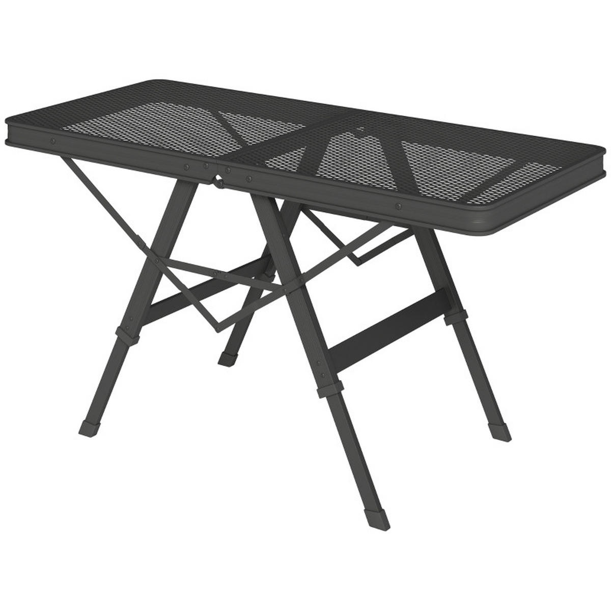 GARTENTISCH aus Metall 90x40,5x48/58 cm Schwarz mit höhenverstellbar & klappbar - Schwarz, Metall (90/40.5/58cm) - Modfu