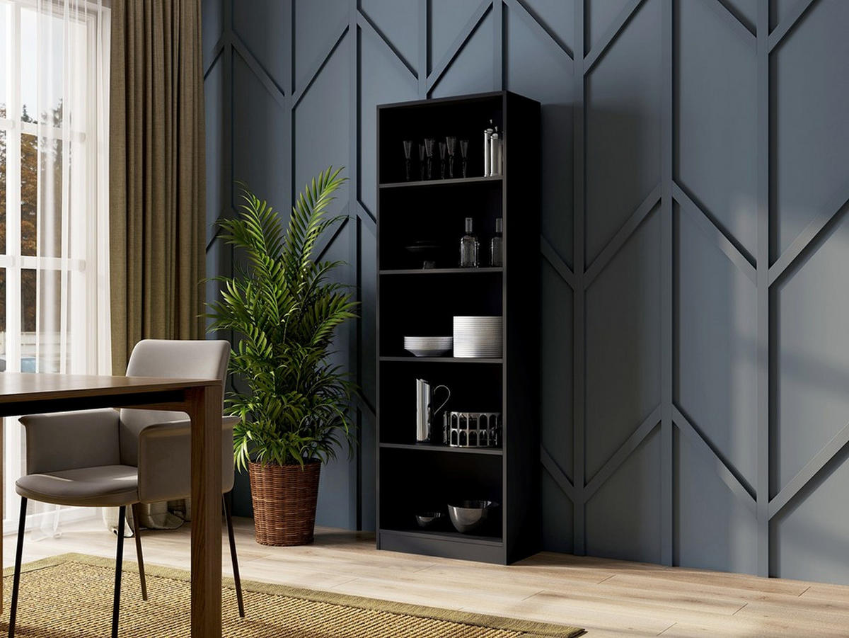 BÜCHERREGAL Schwarz 60/182/30 - Schwarz, Holzwerkstoff (60/182/30cm) - RAUMHIRSCH FURNITURE