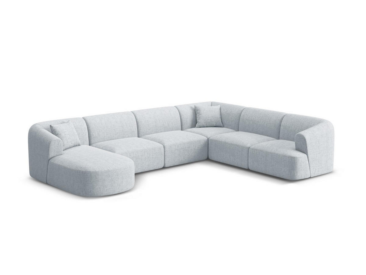 MODULARES-PANORAMASOFA rechts Campi aus strukturiertem Stoff hellgrau 7 Sitzplätze - Hellgrau, Textil (255/70/330cm) - Cosmopolitan Design