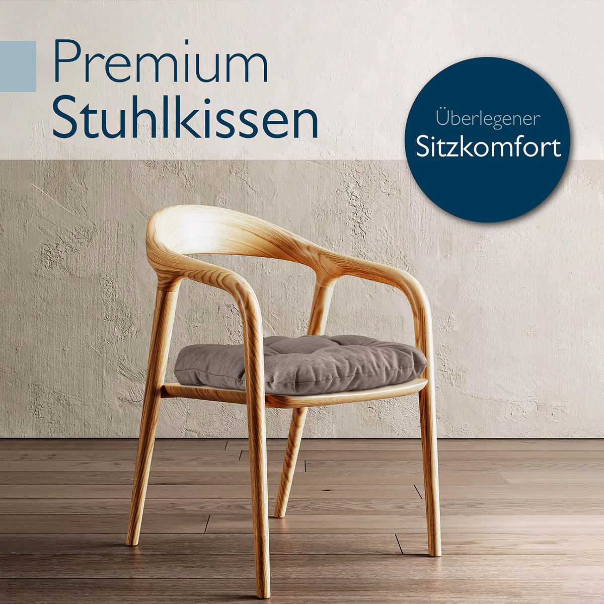 STUHLKISSEN HighLux SK 35/35/8cm Taupe (4tlg) - Taupe, Textil (35/35/32cm) - Beautissu 