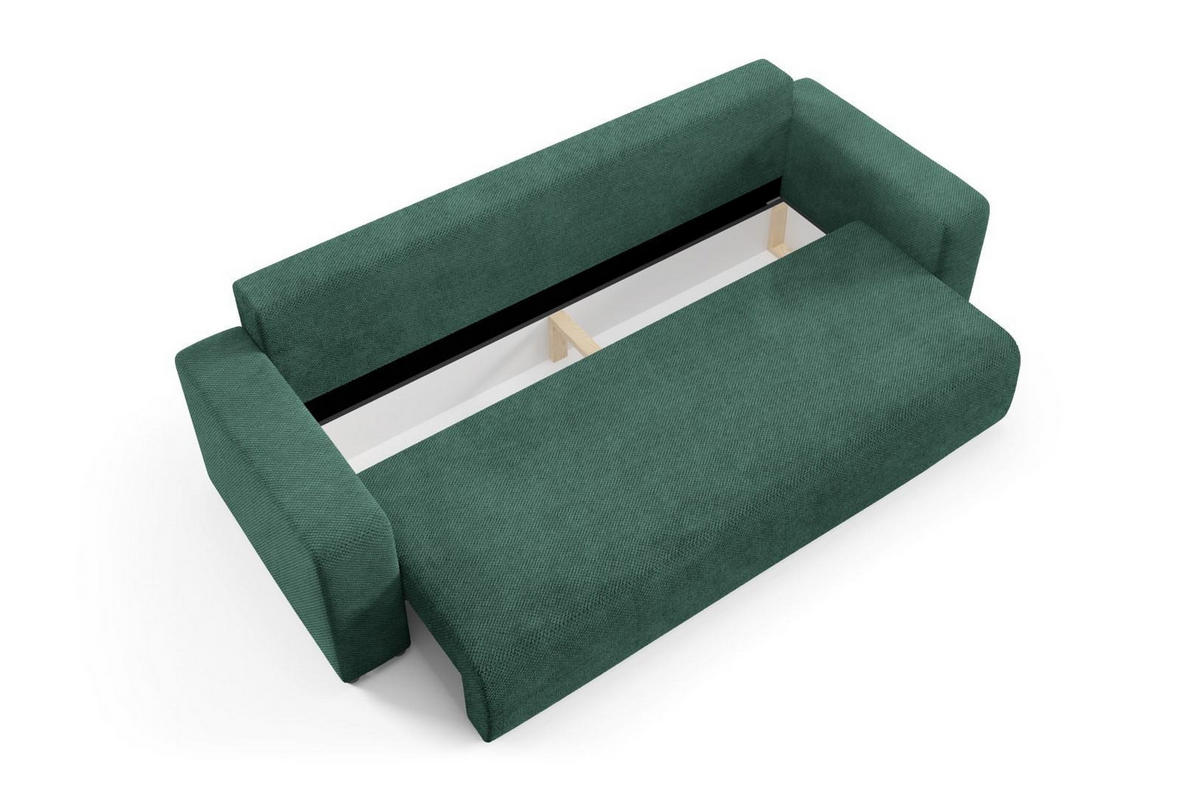 SCHLAFSOFA mit Bettkasten Grün - Grün, Textil (247/88/93cm) - Furnisell