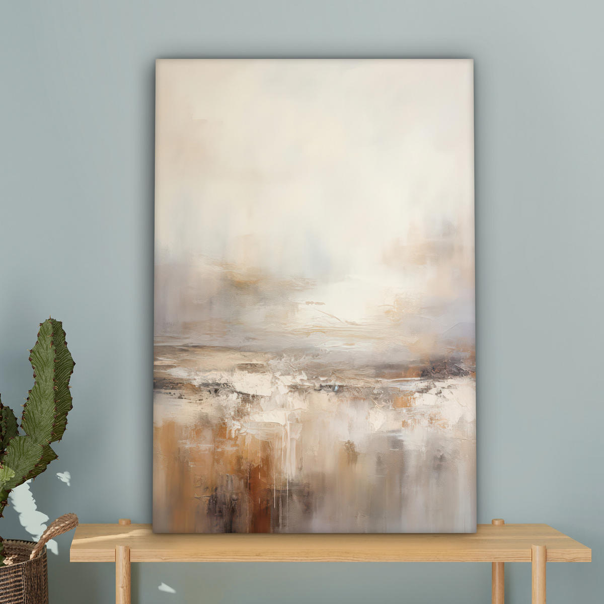 LEINWANDBILD - Kunst - Industriell - Grau - Braun - Abstrakt - 40x60 - Deko Schlafzimmer - Sandfarben, Textil (40/60cm) - MuchoWow