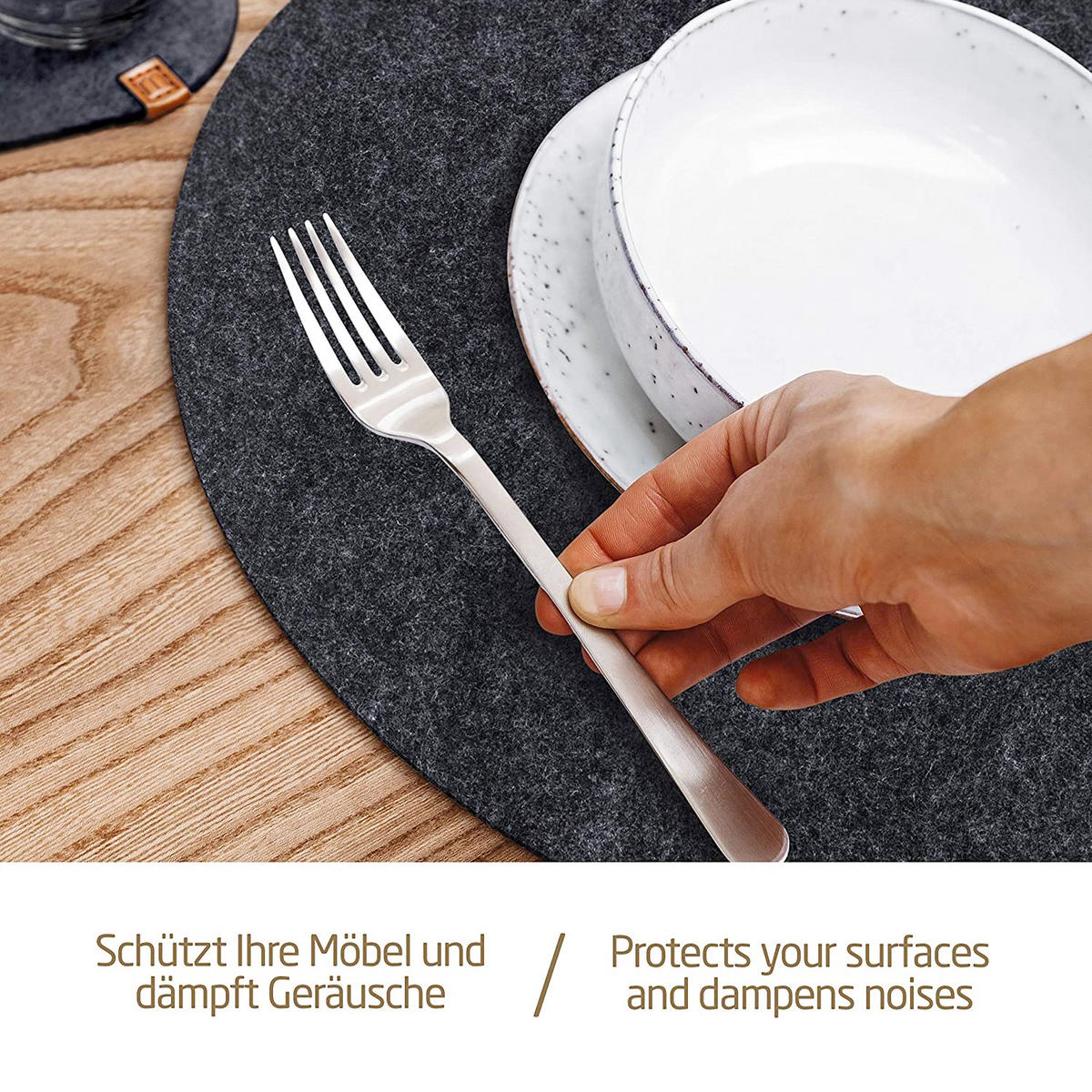 TISCHSETS Glasuntersetzer 12er-Set - Dunkelgrau, Textil (40/32/3cm) - Miqio Design