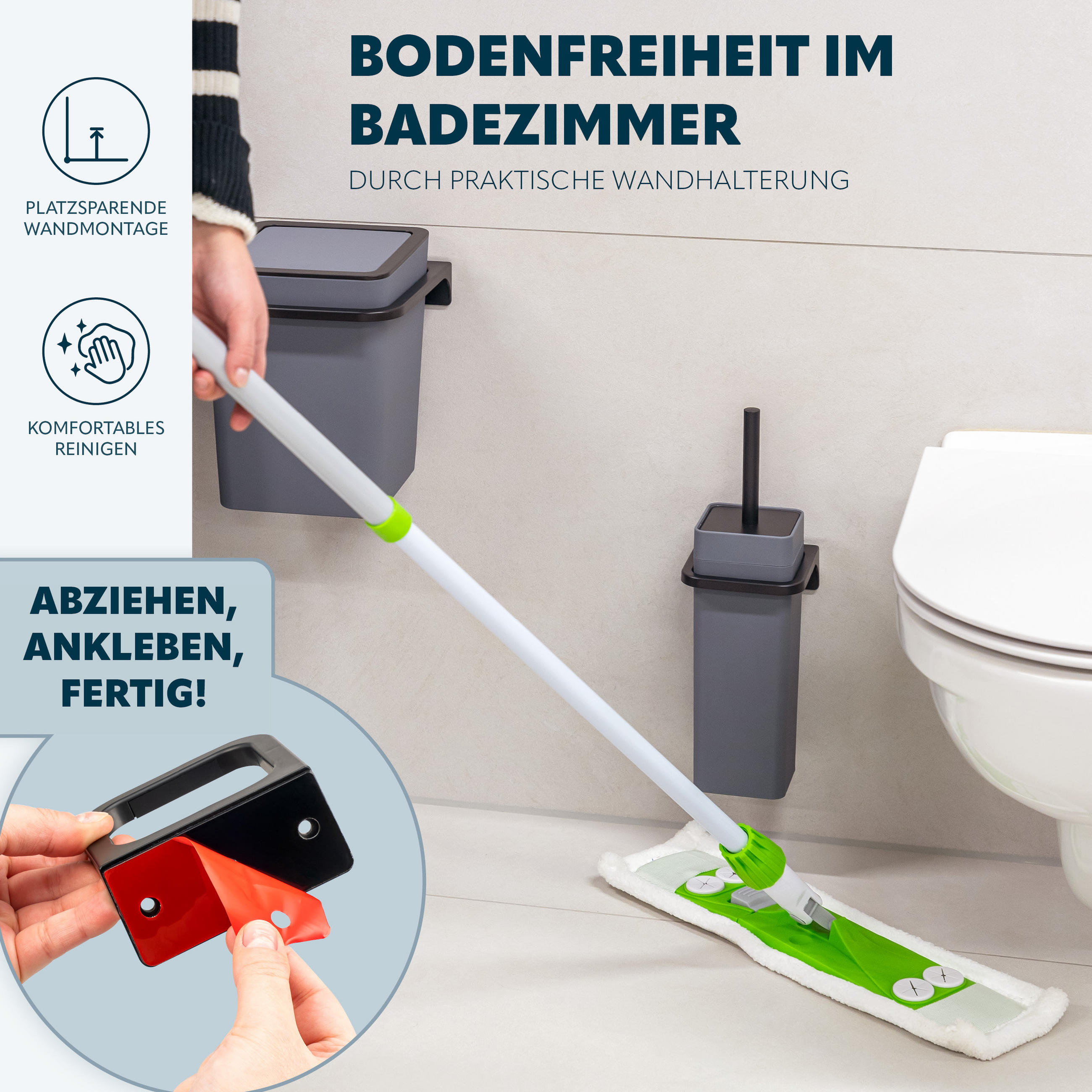 Thumbnail - bremermann Wc-Garnitur, Grau, Kunststoff, 12x36.5x13 cm, Badezimmer, WC Ausstattung, WC Bürstengarnituren