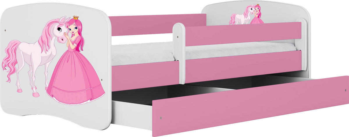 KINDERBETT Emily mit Schublade und Matratze, Rosa 80x180 cm - Rosa, Holzwerkstoff (180/80cm) - WFL GROUP