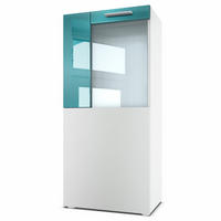 VITRINE Movie Absetzungen in Petrol Hochglanz - Petrol, Holzwerkstoff (50.5/111/32.5cm) - Vladon