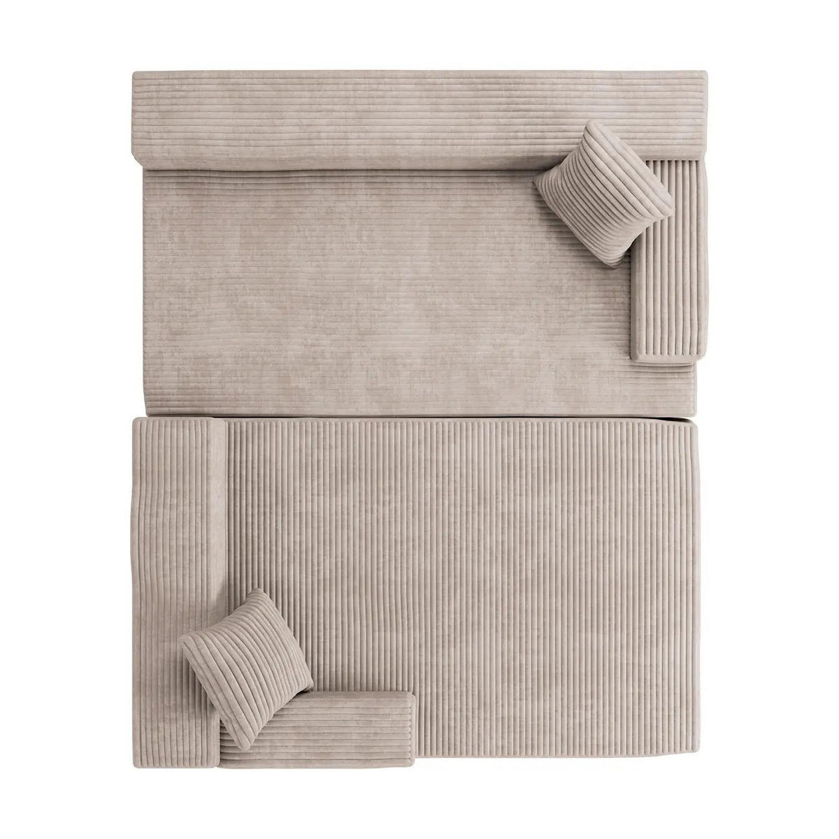 SOFA Corede taupe Cord - Taupe, Textil (155/250cm) - Juskys