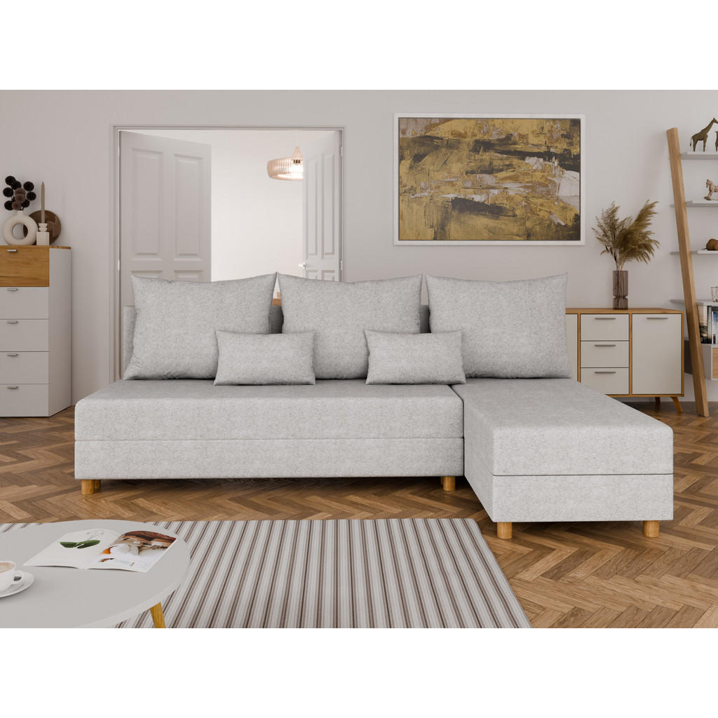 Thumbnail - Panda Möbel Ecksofa, Hellgrau, Holz, 214x122 cm, Wohnzimmer, Sofas & Couches, Wohnlandschaften, Ecksofas