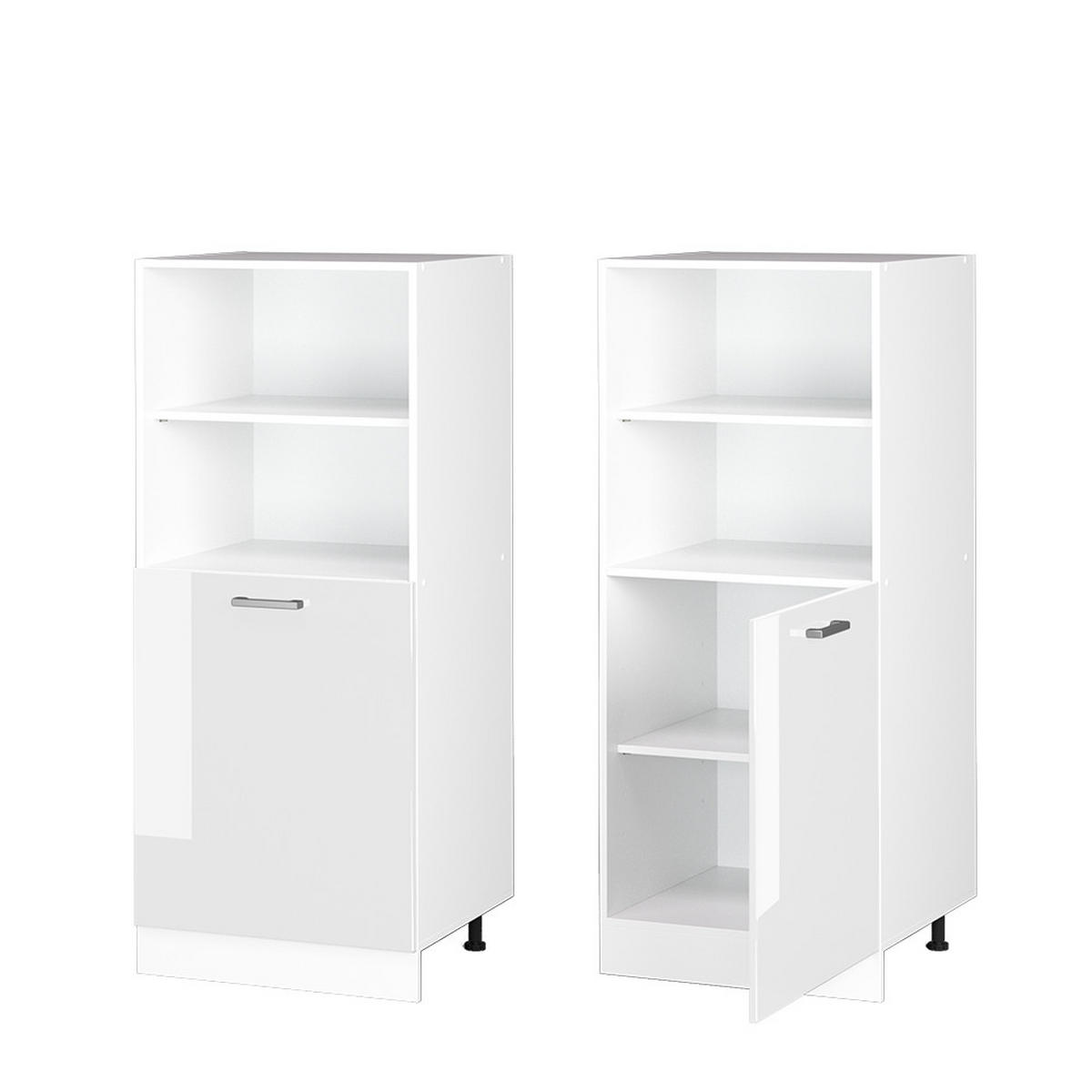 HOCHSCHRANK R-Line Weiß Hochglanz 60 cm mit offenen Regalen, und Tür - Weiß Hochglanz/Weiß, Holzwerkstoff (60/143/57.2cm) - Vicco