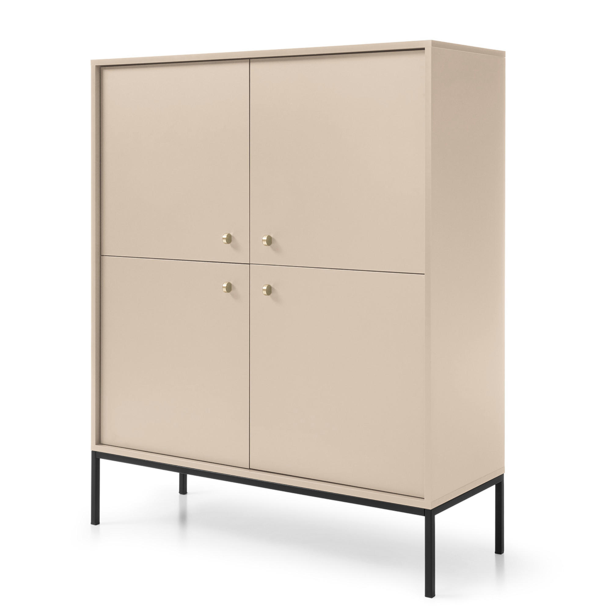 SIDEBOARD MONCTON KOM1-4D Metalgriffe, Beige - Beige, Holzwerkstoff/Kunststoff (104/125/39cm) - Komodee