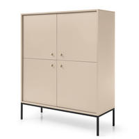 SIDEBOARD MONCTON KOM1-4D Metalgriffe, Beige - Beige, Holzwerkstoff/Kunststoff (104/125/39cm) - Komodee
