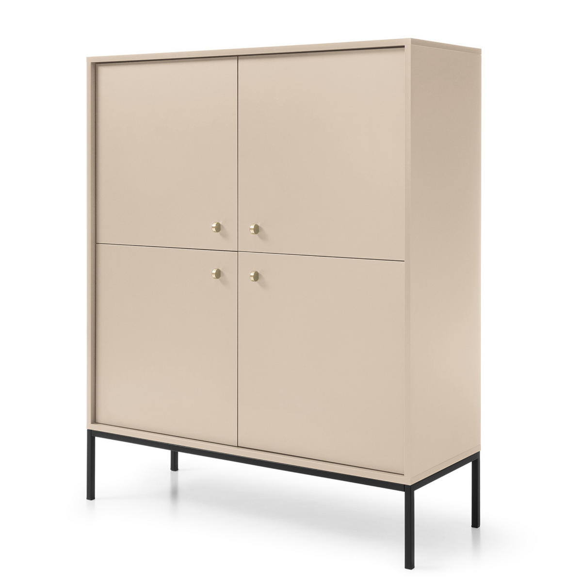 SIDEBOARD MONCTON KOM1-4D Metalgriffe, Beige - Beige, Holzwerkstoff/Kunststoff (104/125/39cm) - Komodee