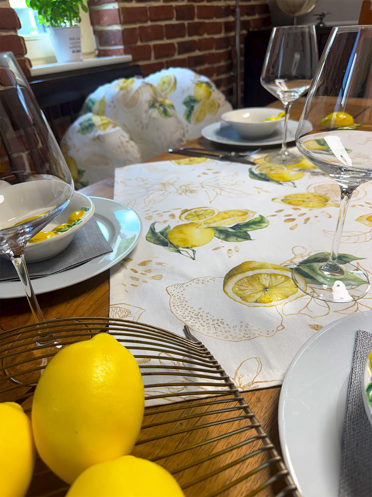 MITTELDECKE Italy Collection Zitronen 80/80 cm - Ecru/Gelb, Textil (80/80cm) - beties Heimtextil