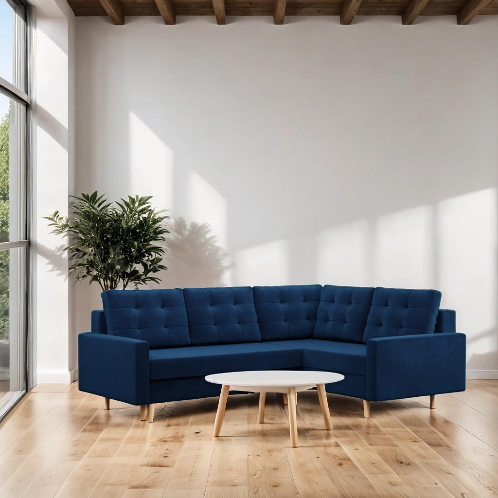 Thumbnail - Simkam Furniture Ecksofa, Dunkelblau, Textil, L-Form, 223x172 cm, Wohnzimmer, Sofas & Couches, Wohnlandschaften, Ecksofa...