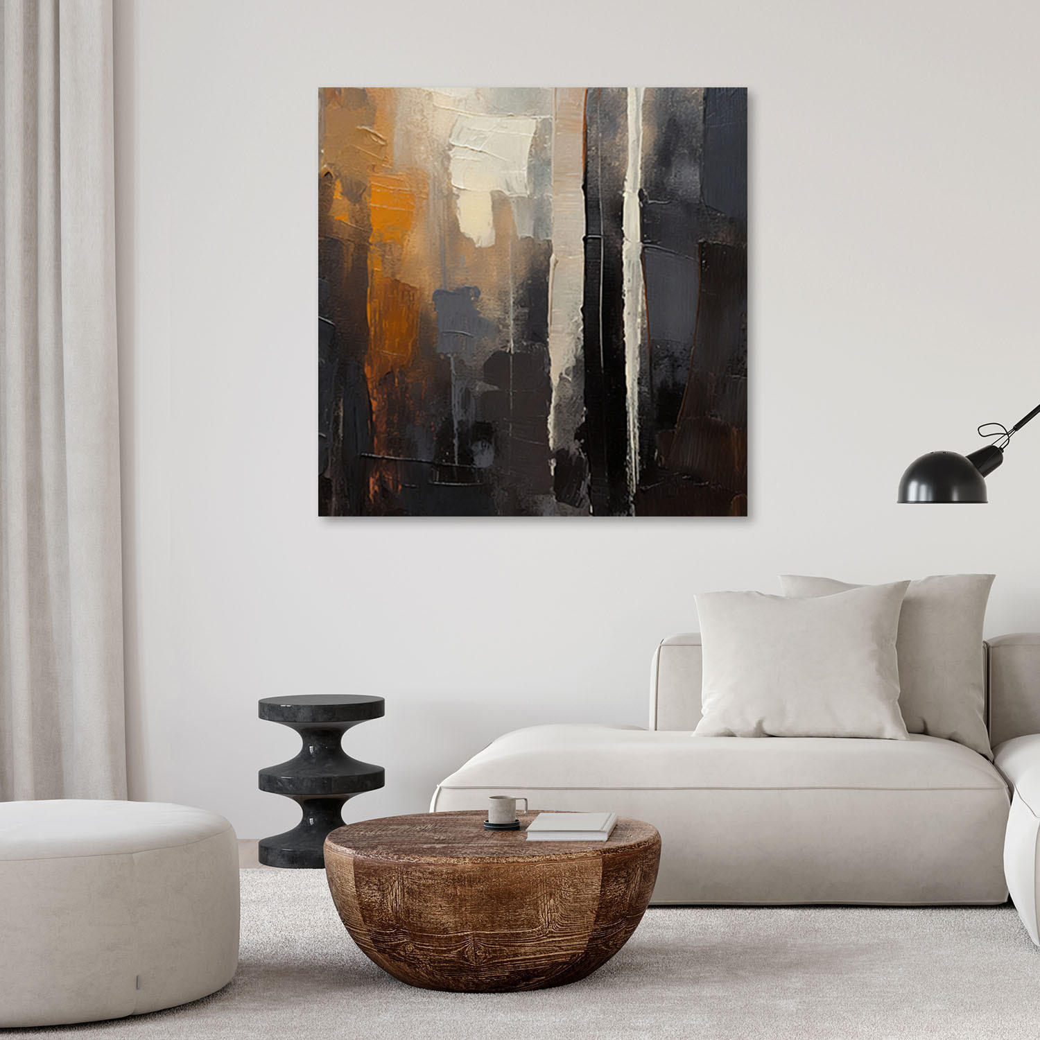 LEINWANDBILD Abstrakt braun gemalt 60x60cm - Braun, Textil (60/60cm) - Feeby