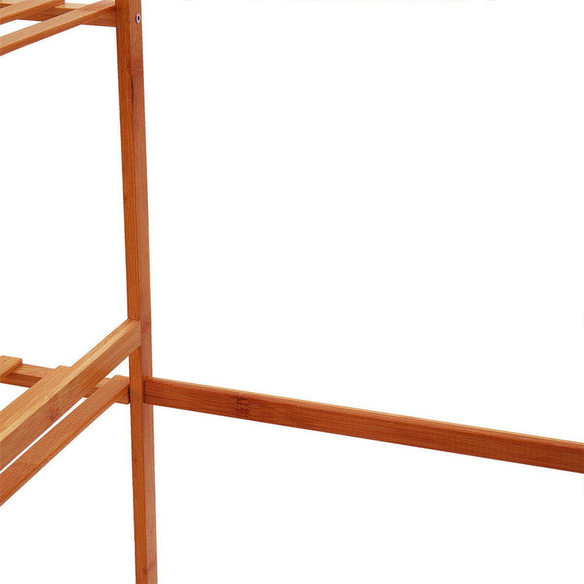 GARDEROBENSTÄNDER 130/40/140 cm 7-Ablagefächer Kleiderstange Haken Freistehend Bambus Braun - Braun, Holz (130/140/40cm) - Livingandhome