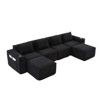WOHNLANDSCHAFT DE-33834 modular 4-Sitzer Schwarz - Schwarz, Textil (330/75/162cm) - ComfortXL