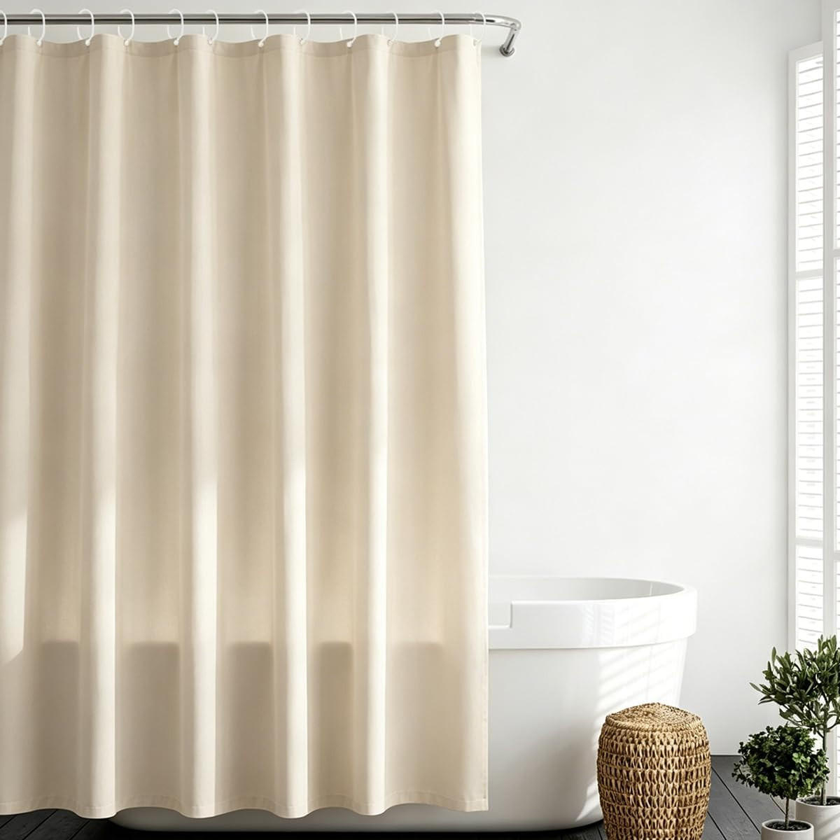 DUSCHVORHANG – Breite 180 x Höhe 180 cm – Beige – Inklusive Haken - Beige, Textil (180/180cm)