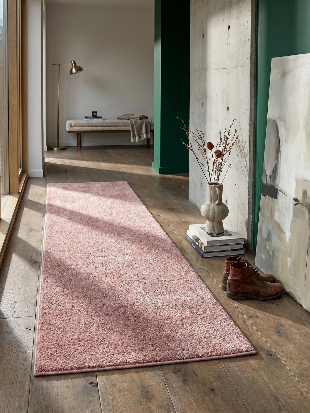 TEPPICH Waschbar Uni Modern Schlafzimmer Strapazierfähig Läufer Rosa 80x250 cm OEKO-TEX Flur – MAIN - Rosa, Textil (250/80cm) - KADIMA DESIGN