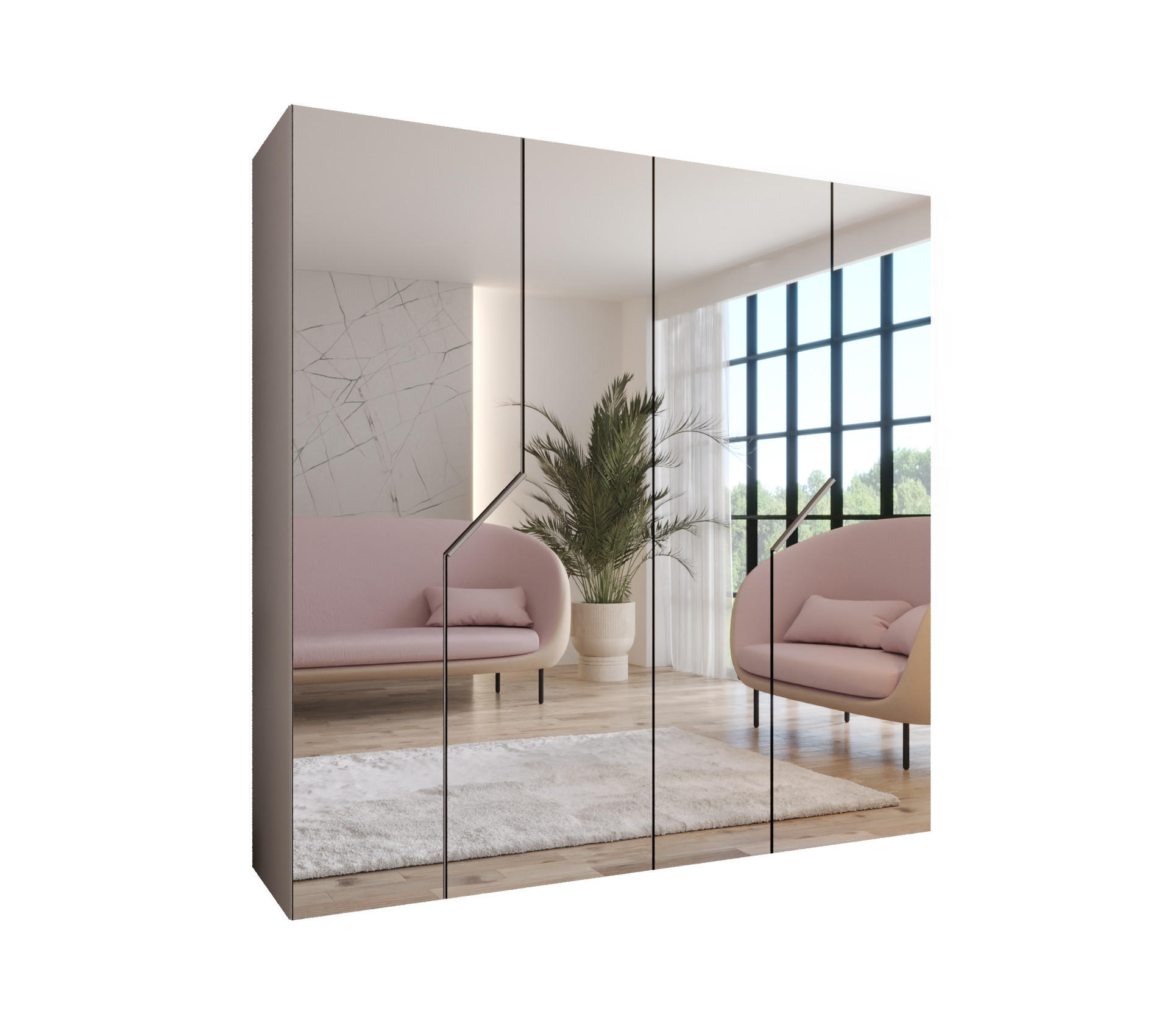 Abiks Möbel Drehtürenschrank Beige, Beige 200x202x52 cm