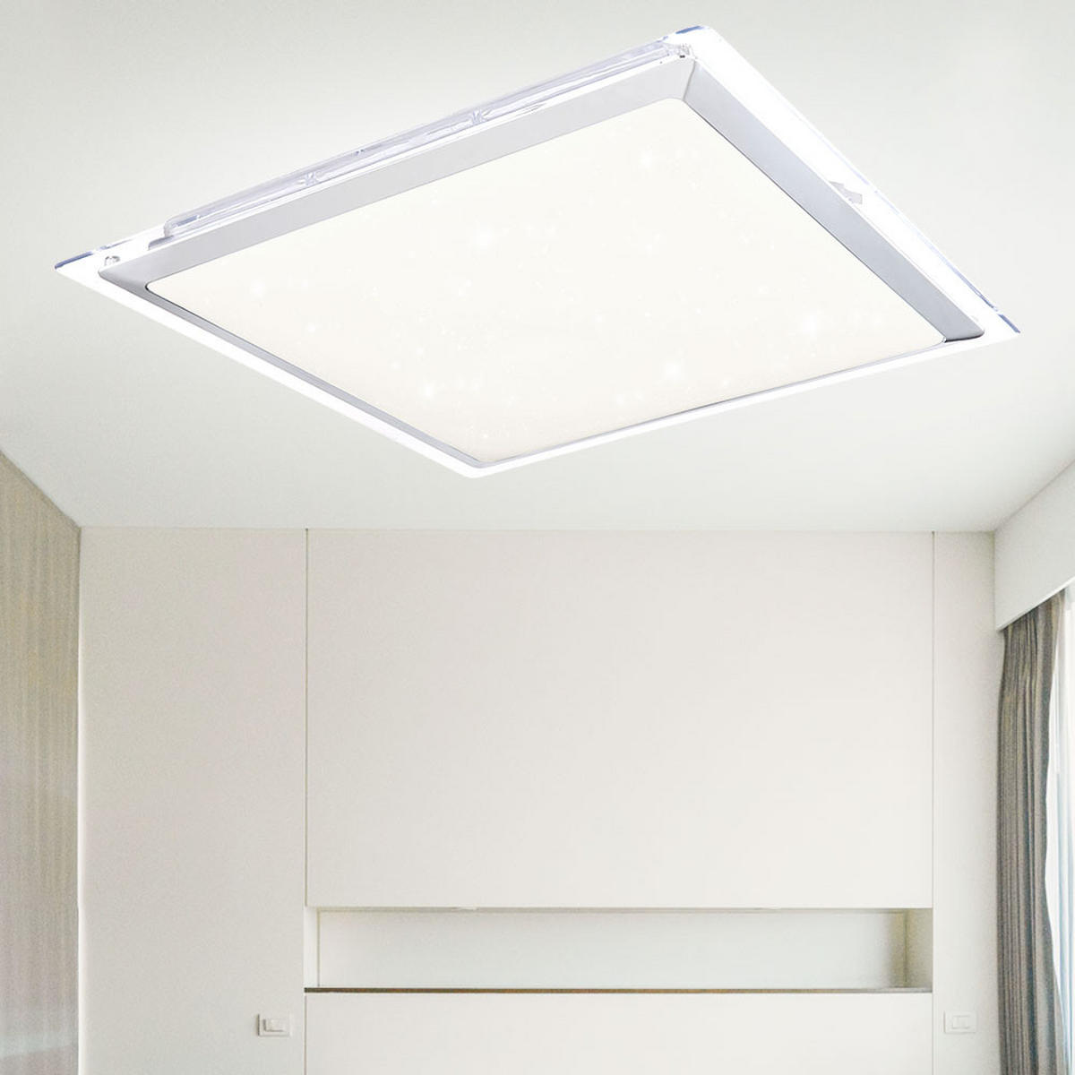 LED DECKENLEUCHTE Metall Weiß opal - Weiß, Kunststoff/Metall (55/55/8cm) - Globo Lighting