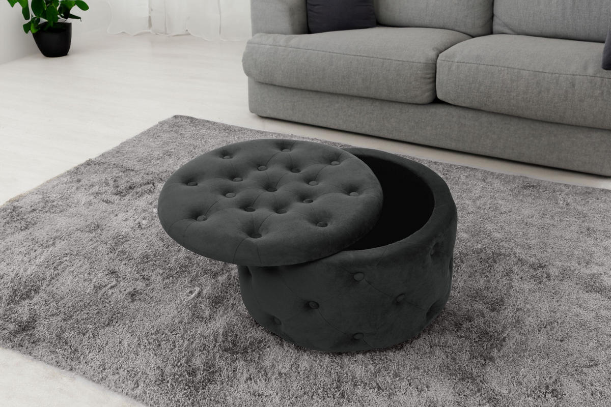 POUF Schwarz 55x55x30 cm - Schwarz, Textil/Metall (55/30/55cm) - Akord