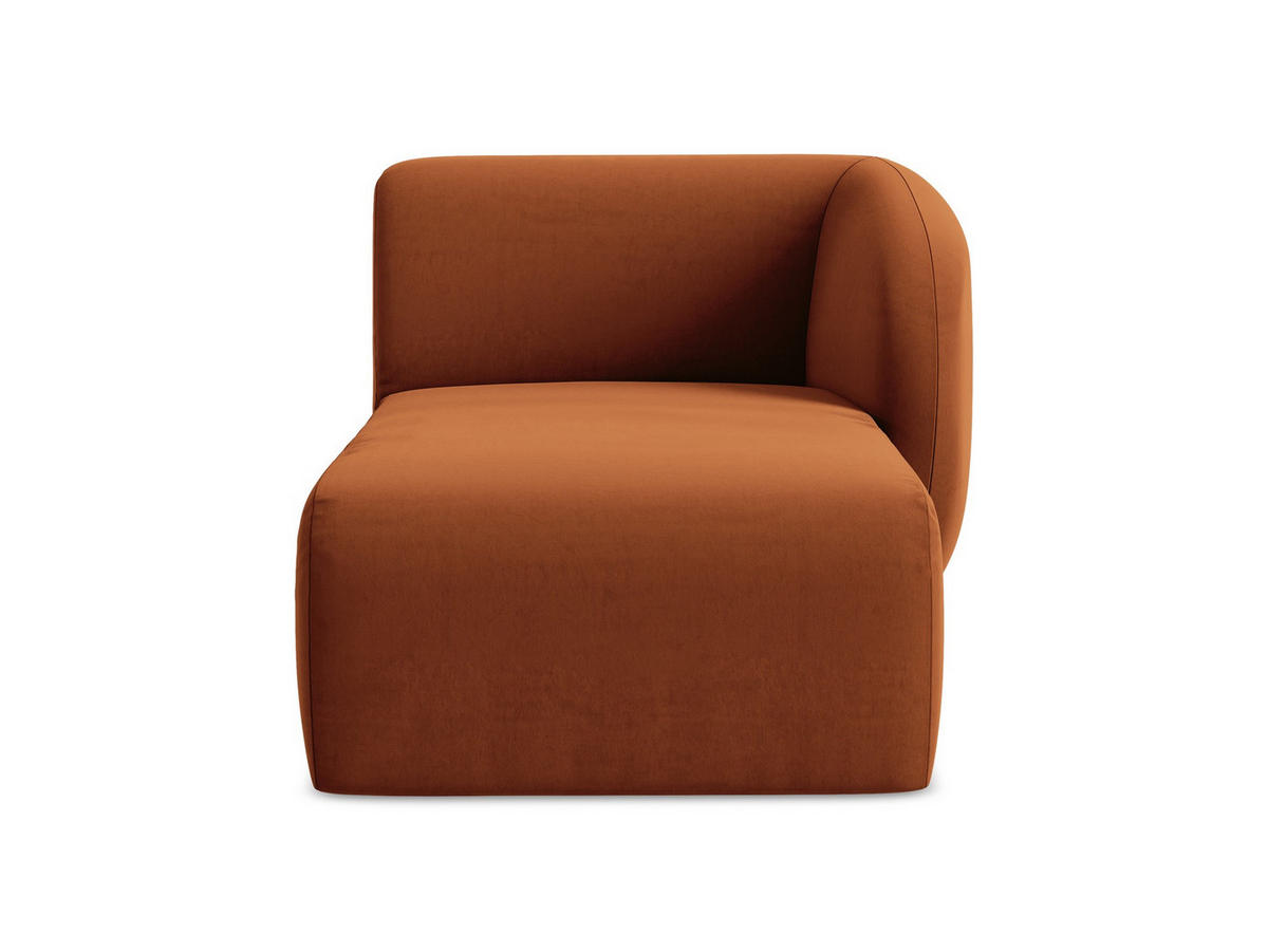 SOFAELEMENT Rechts Samt Stoff Orange - Terra cotta/Schwarz, Holzwerkstoff/Kunststoff (91/75/166cm) - Makamii