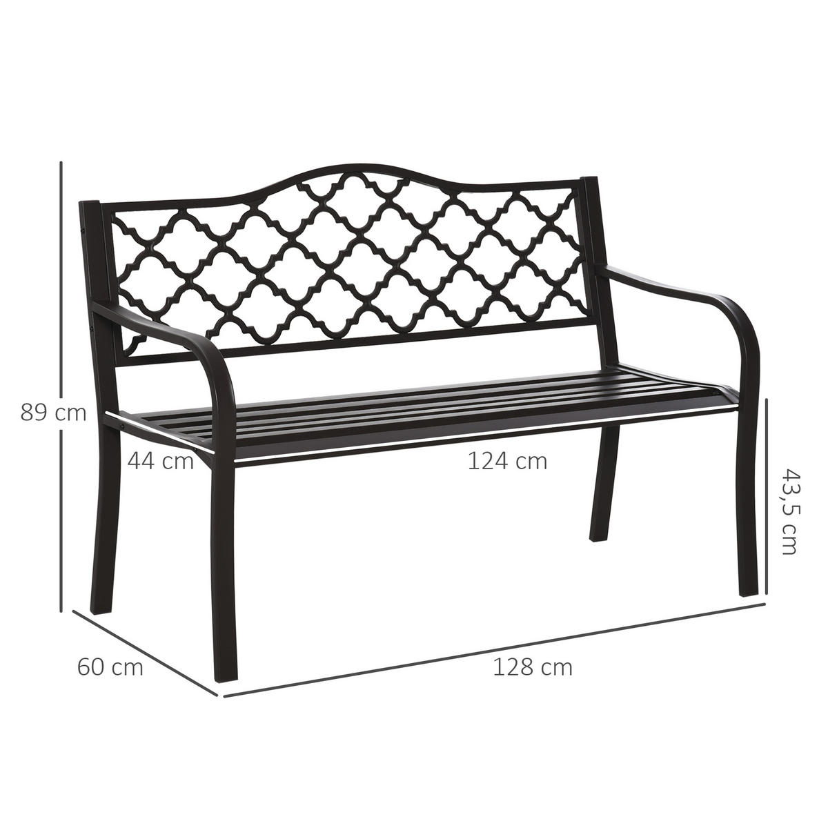 GARTENBANK DE-17752 3-Sitzer mit Gitter-Rückenlehne Braun - Braun, Metall (128/89/60cm) - ComfortXL