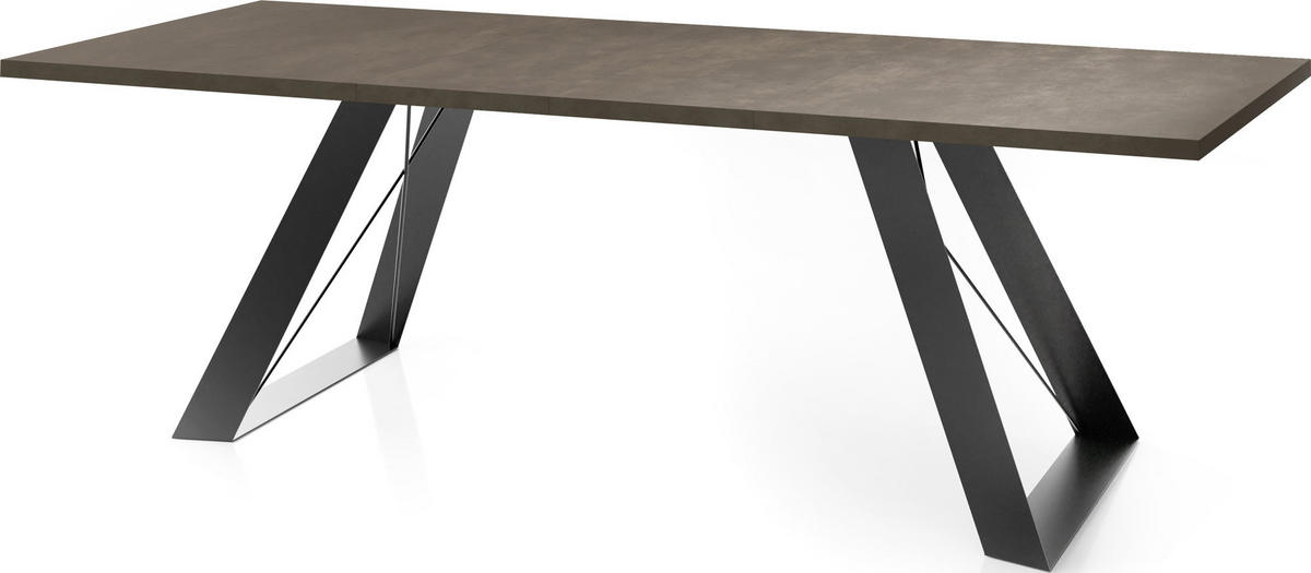 ESSTISCH Colter rechteckig ausziehbar, Dunkelgrauer Chicago Beton 160-260/90/76 cm - Dunkelgrau/Schwarz, Holzwerkstoff/Metall (90/260/76cm) - WFL GROUP