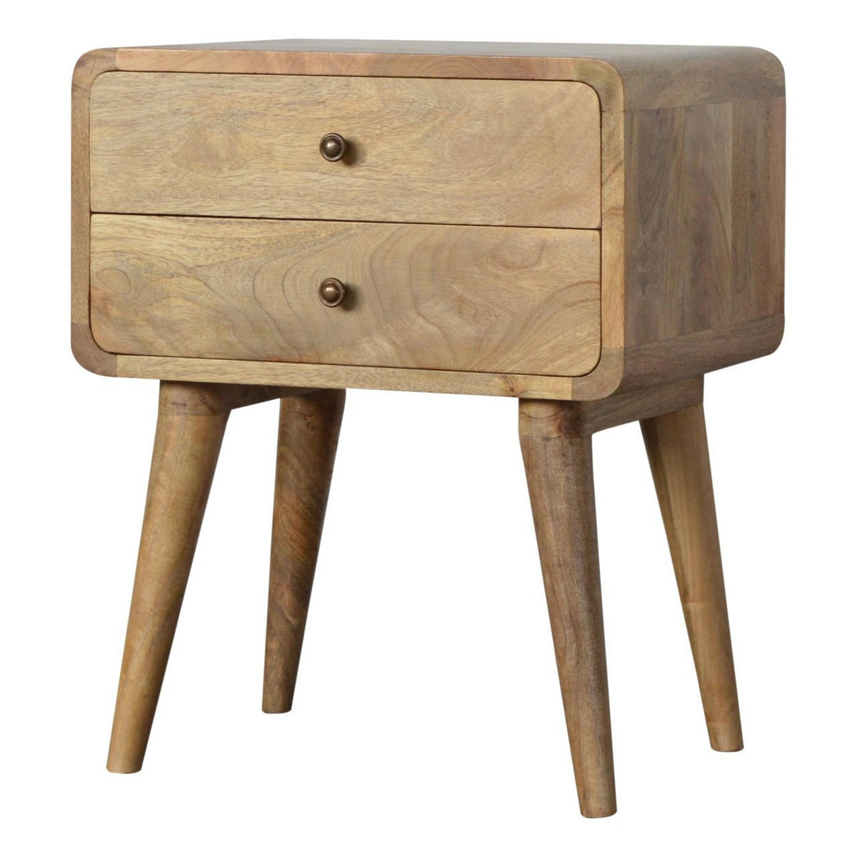 NACHTTISCH mit 2 Schubladen - Messingfarben/Braun, Holz/Metall (45/55/35cm) - Artisan Furniture