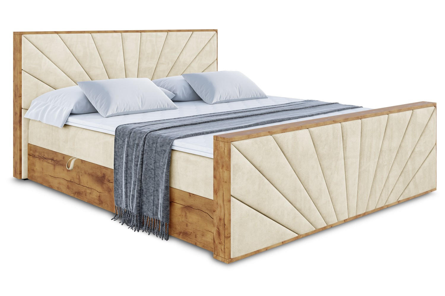 BOXBETT mit Matratze H4 und Lattenrost - LOLLI6-Z - 180x200 - Beige Monolith - Beige, Holzwerkstoff (180/200cm) - ALTDECOR
