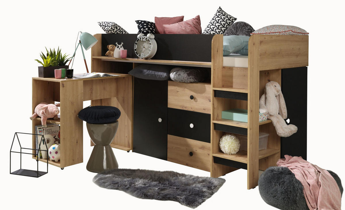 HOCHBETT 203,3/125/106,6 - Schwarz/Weiß, Holz (90/200cm) - MÖBEL KRYSPOL