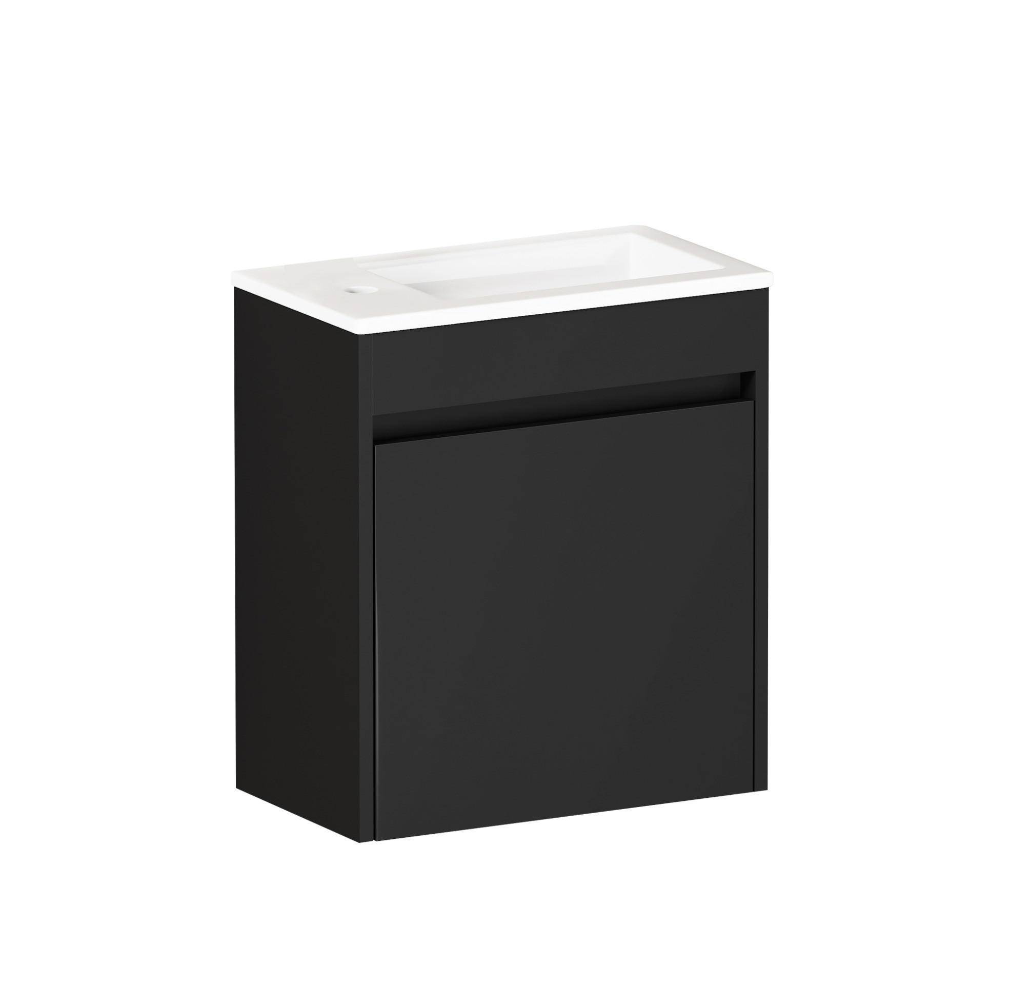 BADSCHRANK mit Soft-Close-Tür 46 cm Schwarz - Schwarz, Holzwerkstoff (26/51.5/46cm) - Beauniv