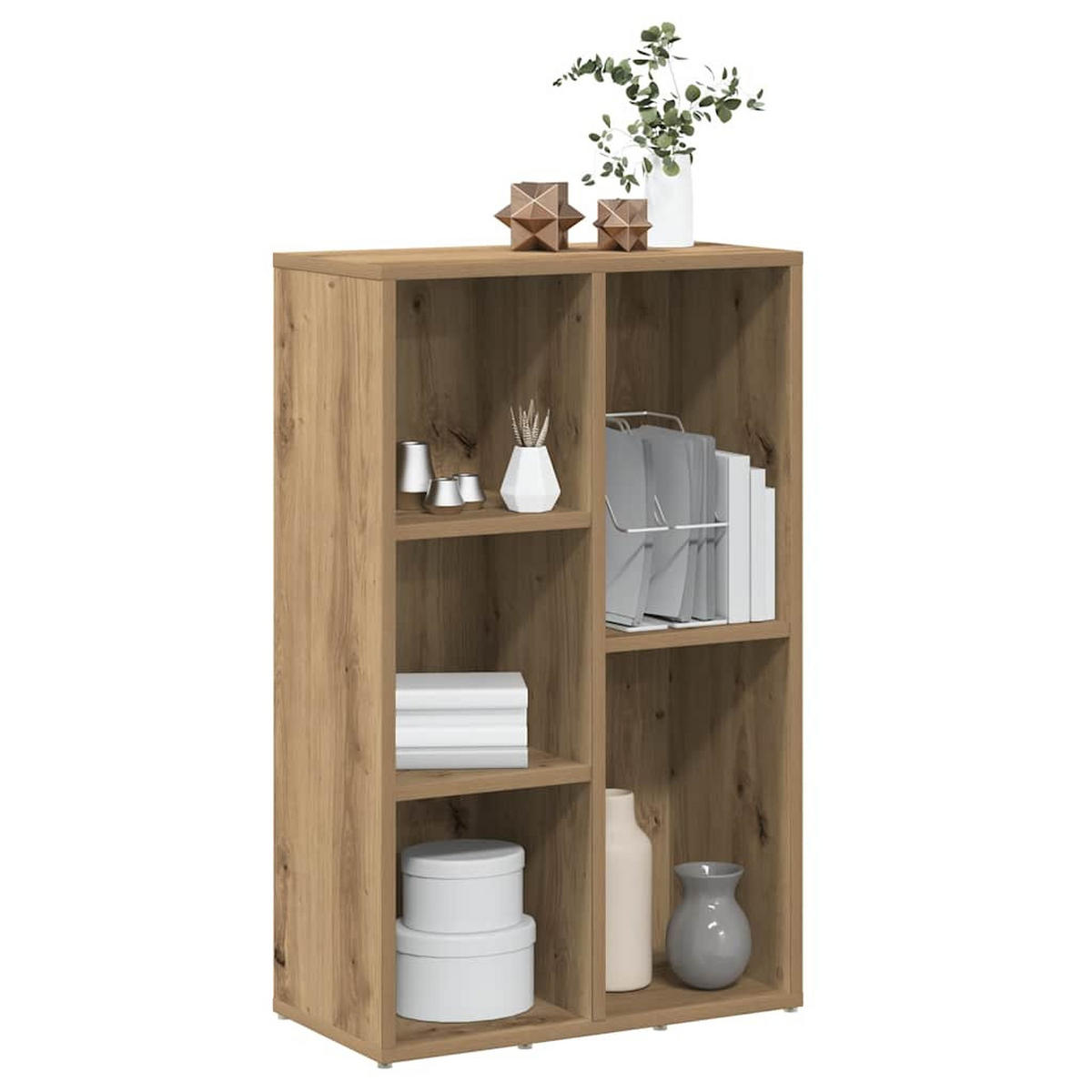 BÜCHERREGAL mit 5 Fächern 50/25/80 cm aus Holzwerkstoff Artisan-Eiche Dekor - Eiche Artisan, Holz (50/80/25cm) - vidaXL