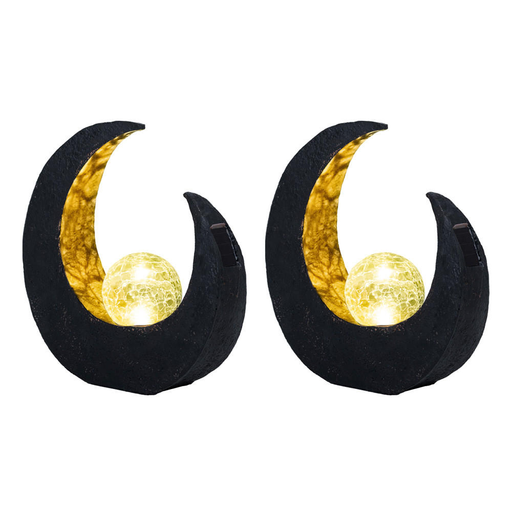 LED AUSSENLEUCHTE Halbmond Schwarz Gold - Schwarz, Glas/Kunststoff (29.4/9/30.5cm) - Nowa